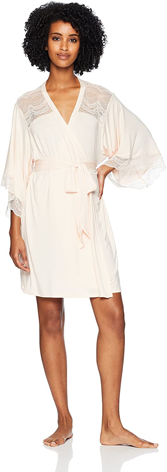 Price:$82.70 Eberjey Women's Esperanza Inset Kimono Robe at Amazon Women’s Clothing store