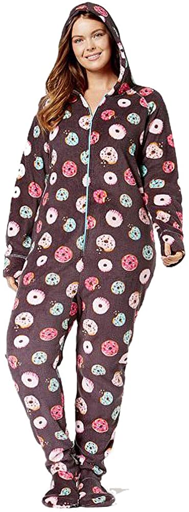Price:$29.99 Jenni by Jennifer Moore Plus Size Hooded Printed Footed Jumpsuit, Sweet Donuts, 3X at Amazon Women’s Clothing store