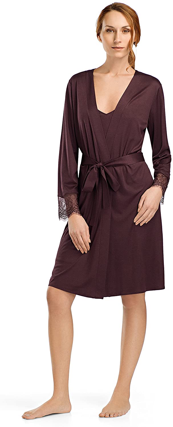 Price:$211.36 HANRO Women's Estelle Robe, Aubergine, X-Small at Amazon Women’s Clothing store