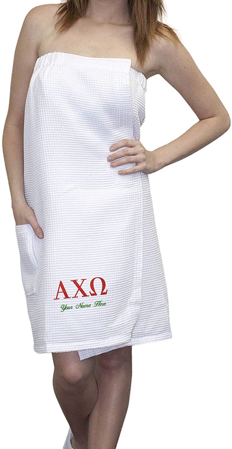 Price:$40.95    Alpha Chi Omega Embroidered Greek Letters Towel Wrap XXL White (Personalized)  Clothing
