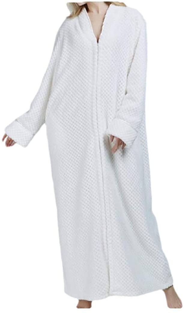 Price:$28.46 XiaoShop Womens Zip-Up Nightwear Thick Casual Plus Size Flannel Terry Robe at Amazon Women’s Clothing store