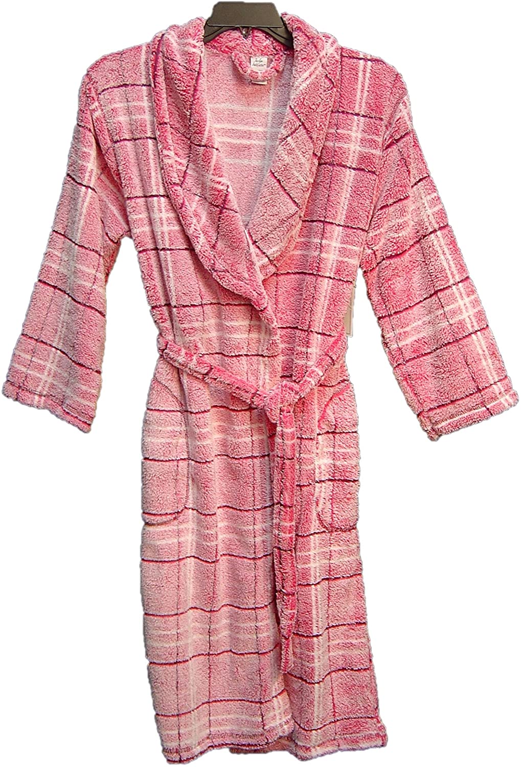 Price:$24.99 JACLYN INTIMATES Ultra Soft Plush Flecked Checked Pink Fleece WRAP Robe Womens Plus 1X at Amazon Women’s Clothing store