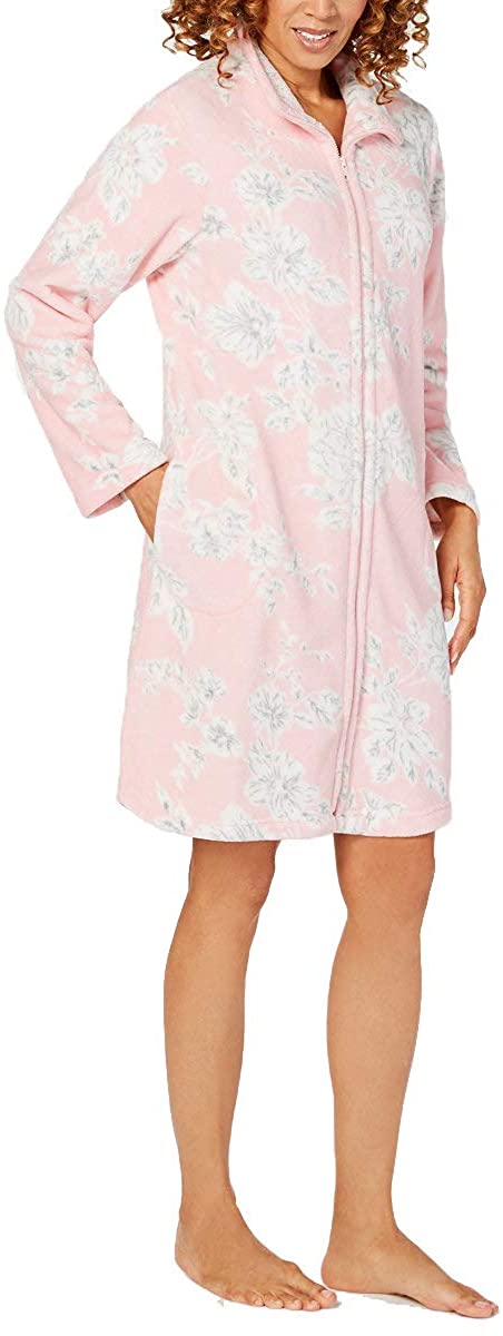 Price:$60.00 Miss Elaine Womens Printed Fleece Short Zip Robe (Pink Floral, X-Large) at Amazon Women’s Clothing store