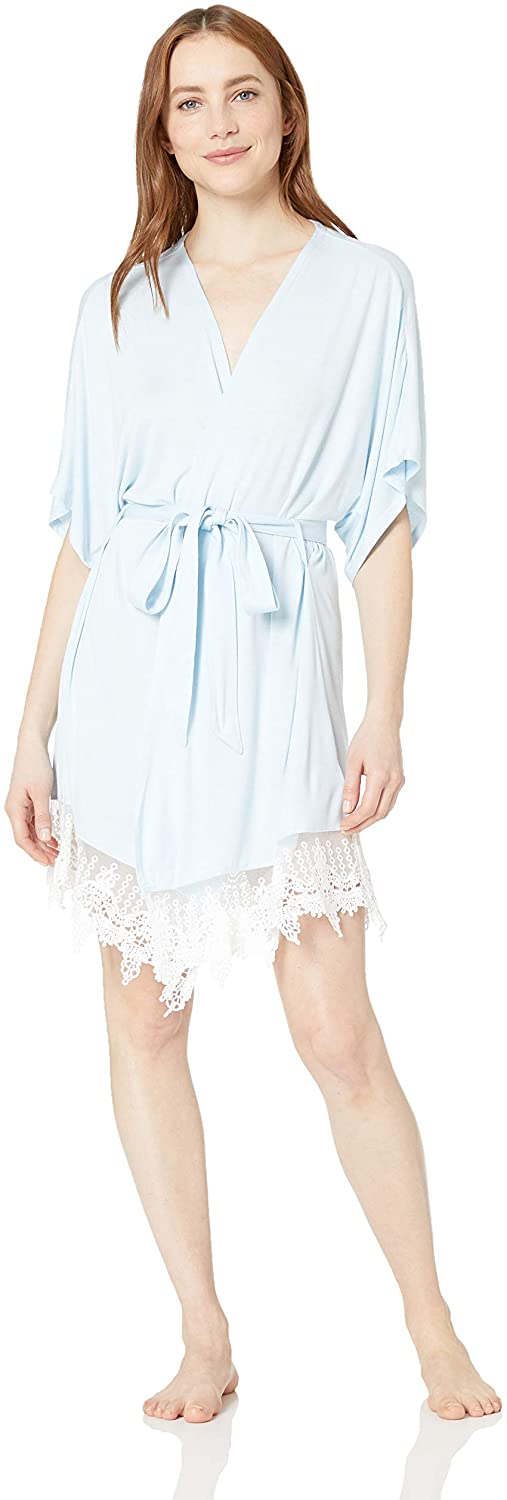 Price:$64.65 Splendid Women's Bridal Robe Pajama Coverup Pj, Dreamy Blue with White lace, XS at Amazon Women’s Clothing store