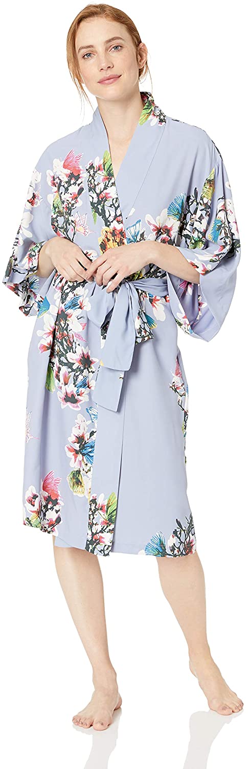 Price:$119.93 Natori Women's Printed Charmeuse Robe, iris, S at Amazon Women’s Clothing store