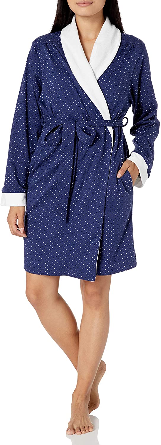 Price:$37.94 Karen Neuburger Women's Long Sleeve Short Robe, Dot Indigo, M at Amazon Women’s Clothing store
