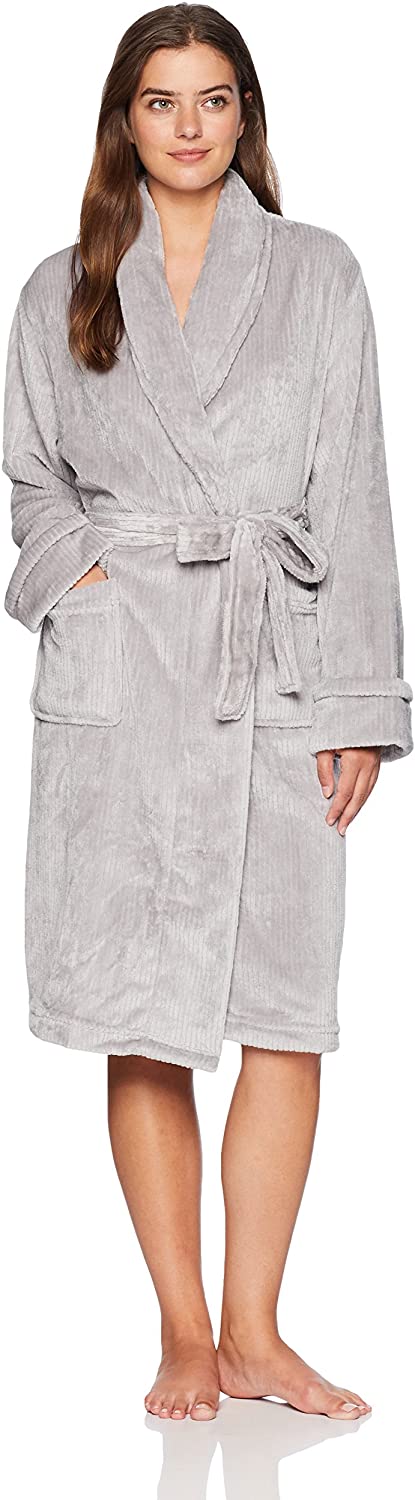 Price:$28.00 Essentials by Seven Apparel Women's Andrassy Pinstripe Jacquard Luxury Ladies Robe Collection, Gray, OSFM at Amazon Women’s Clothing store