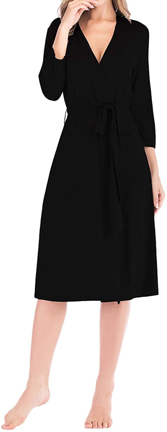 Price:$17.99 SUNNYME Robes for Women Cotton Kimono Robes Nightgowns Soft Lightweight Long Bathrobe Sleepwear Loungewear at Amazon Women’s Clothing store