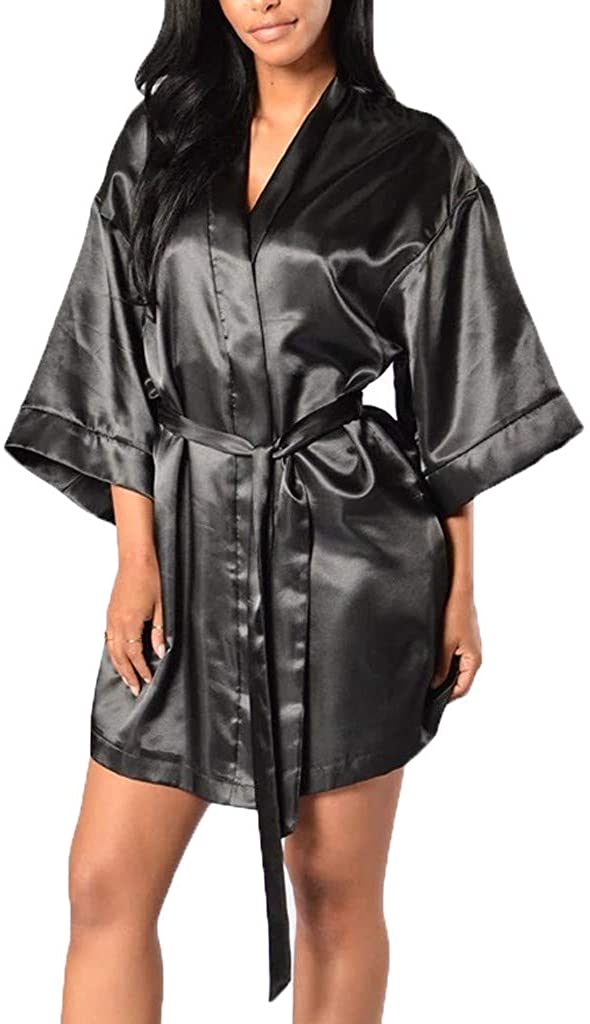 Price:$0.85 Willow S Sleepwear for Women Plus Size Sexy Silk Tie Short Robe Bathrobe Lingerie Pajamas S-3XL at Amazon Women’s Clothing store
