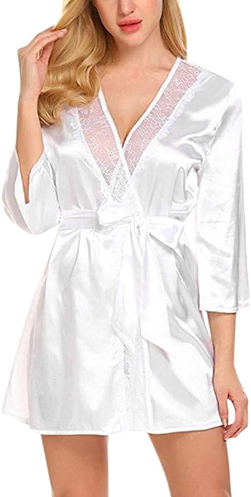 Price:$0.01    LINYIOU77 Womens Robes Lightweight Robe Short Knit Bathrobe Soft Sleepwear Ladies Loungewear Splicing Sleepwear  Clothing