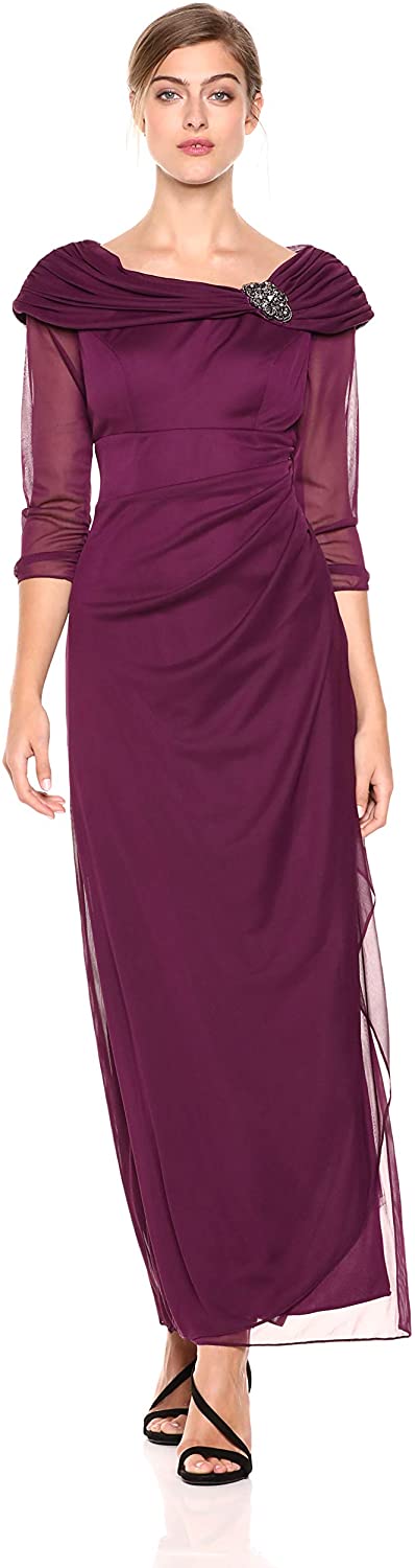 Price:$95.95 Alex Evenings Women's Slimming Ruched Collar Dress at Amazon Women’s Clothing store