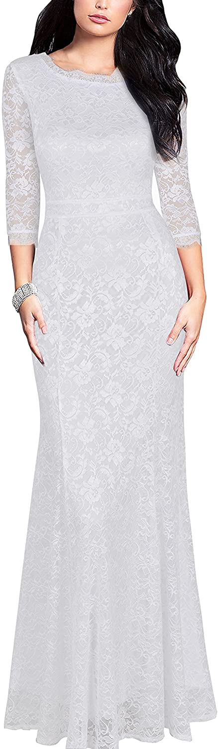 Price:$49.99    REPHYLLIS Women's Retro Lace Vintage Formal Bridesmaid Wedding Long Dress  Clothing