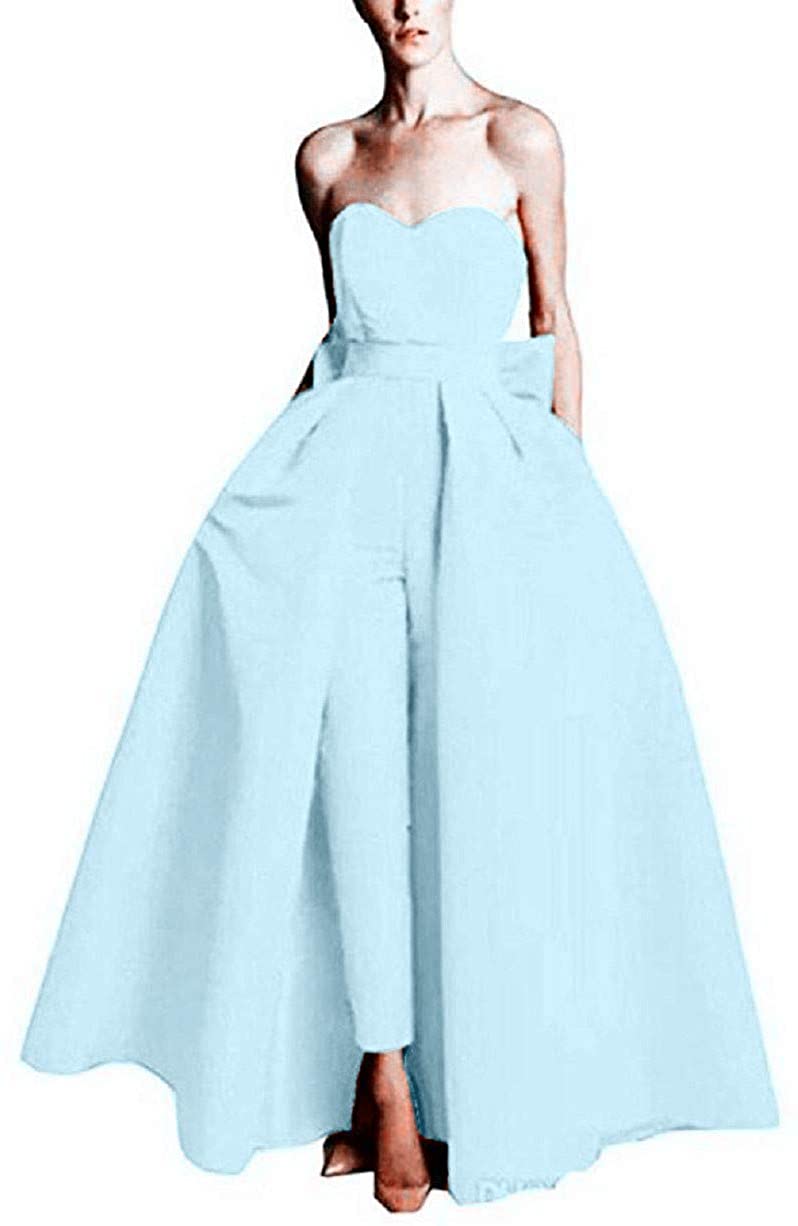 Price:$92.99 VeraQueen Women's Jumpsuits Evening Dress With Detachable Skirt Prom Gowns Pants at Amazon Women’s Clothing store