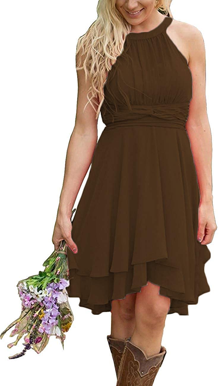 Price:$5.90    XingMeng Women's Short A Line Halter Homecoming Bridesmaid Dresses  Clothing