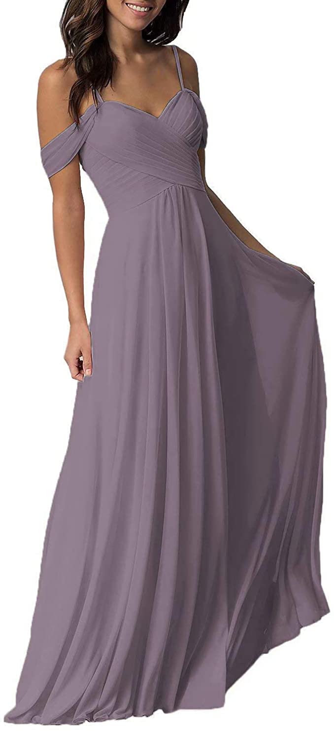 Price:$60.99    Miao Duo Women's Chiffon Off Shoulder Long Bridesmaid Gown  Clothing
