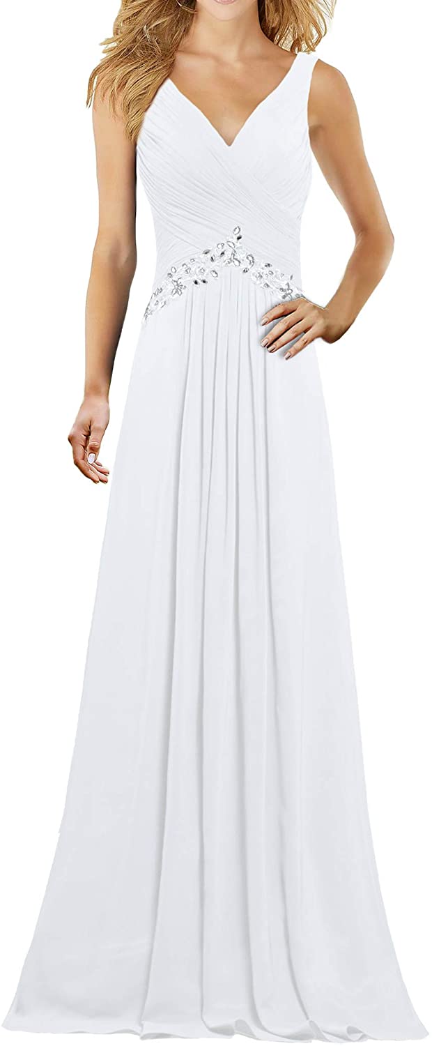 Price:$45.99    ANTS Women's Formal V Neck Sleeveless Long Evening Prom Dresses Gowns  Clothing