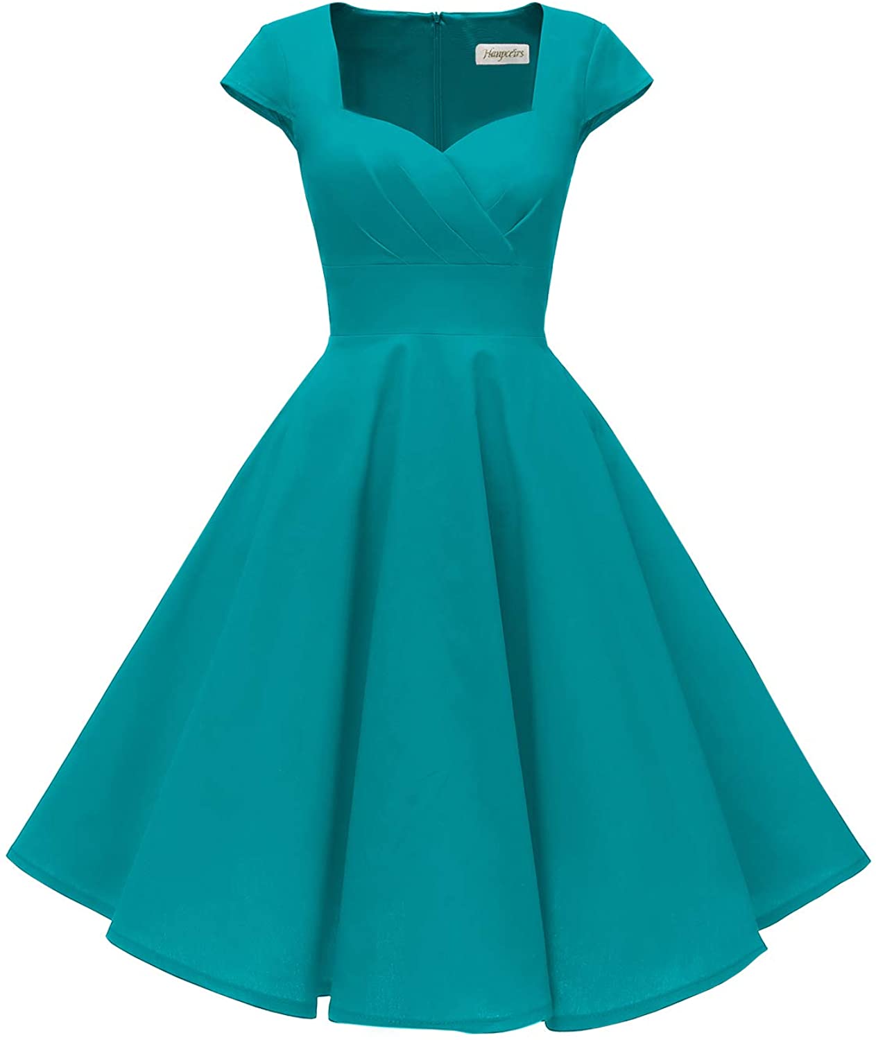 Price:$24.99    Hanpceirs Women's Cap Sleeve 1950s Retro Vintage Cocktail Swing Dresses with Pocket  Clothing