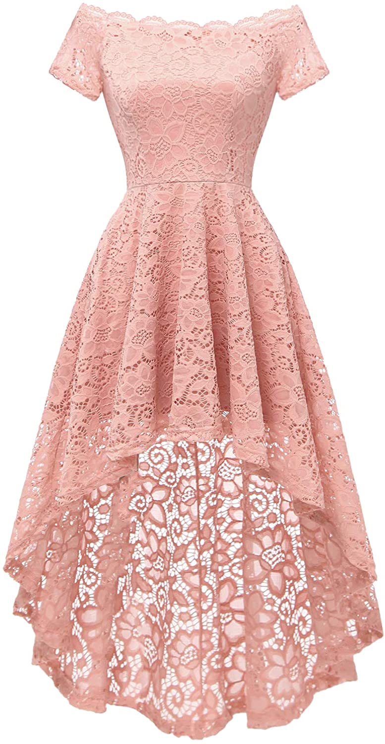 Price:$39.69    Dressystar Women's Lace Off Shoulder Cocktail Hi-Lo Bridesmaid Swing Dress  Clothing