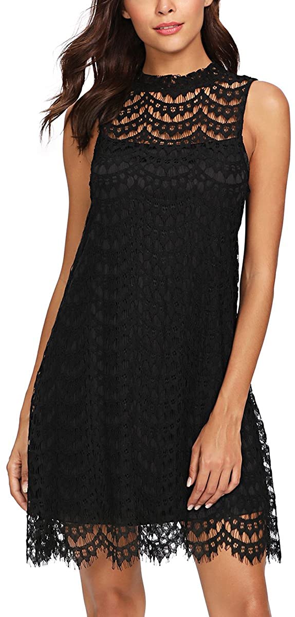 Price:$26.99    Romwe Women's Lace Sleeveless A Line Elegant Cocktail Evening Party Dress  Clothing