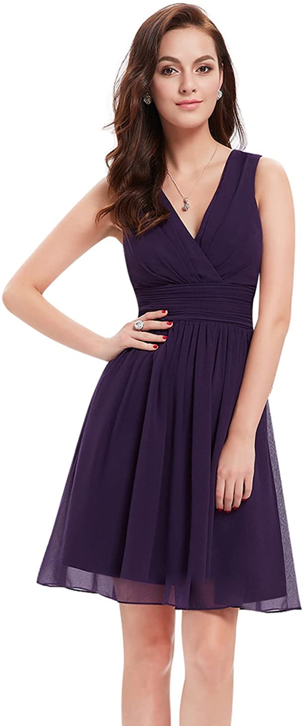 Price:$39.99    Ever-Pretty Double V-Neck Ruched Waist Short Cocktail Party Dress 03989  Clothing