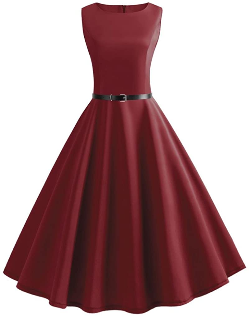 Price:$4.98    Women Vintage Sleeveless O Neck Evening Vintage Gown Party Prom Swing Dress  Clothing