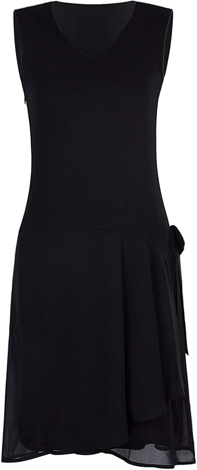 Price:$36.99    VIJIV Womens 1920s Inspired Flapper Dress High Tea Drape with Bow Fashion Roaring 20s Great Gastby Dress Downton Abbey  Clothing