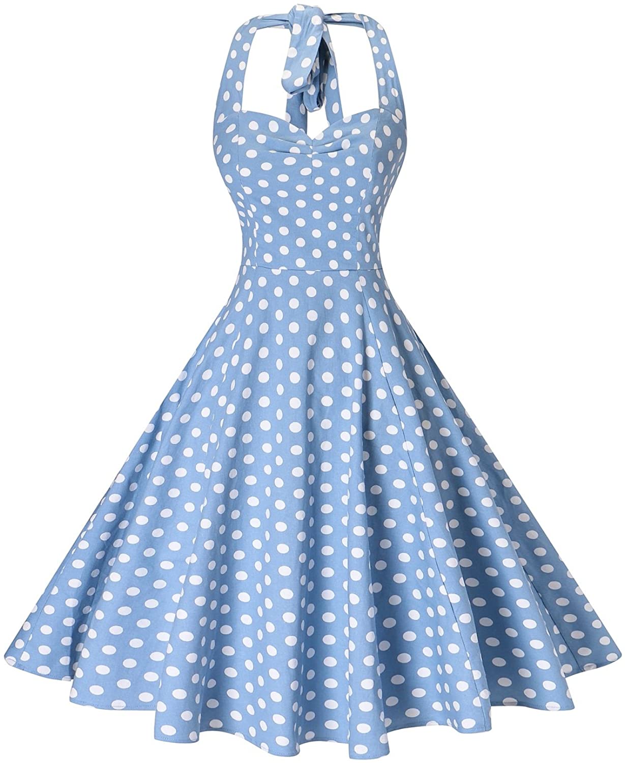 Price:$25.99    V Fashion Women's Rockabilly 50s Vintage Polka Dots Halter Cocktail Swing Dress  Clothing