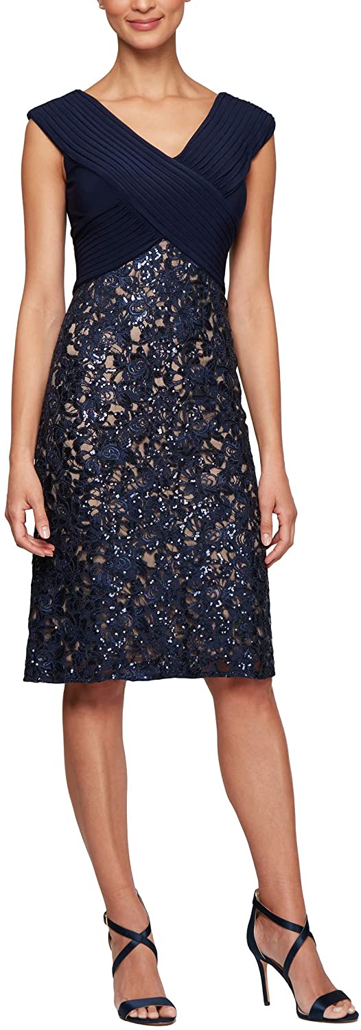 Price:$91.99 Alex Evenings Women's Shift Midi Lace Embroidered Dress (Petite and Regular) at Amazon Women’s Clothing store