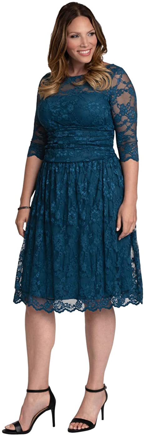 Price:$148.00 Kiyonna Women's Plus Size Luna Lace Cocktail Dress at Amazon Women’s Clothing store