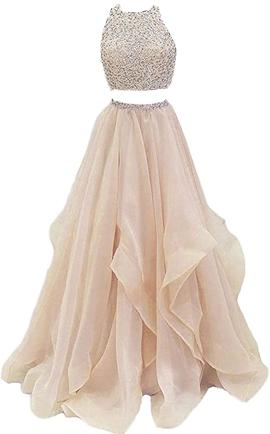 Price:$65.00    inmagicdress Two Pieces Prom Dresses Oragnza Keyhole Back Women Evening Dress 09  Clothing