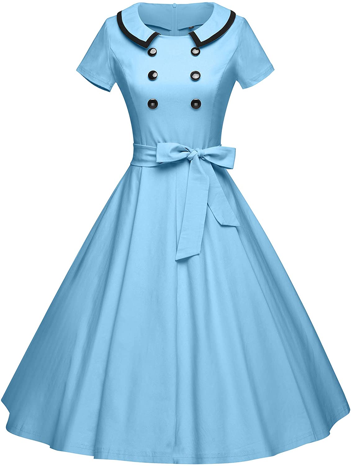 Price:$35.98    GownTown Womens Dresses 1950s Vintage Dresses 3/4 Sleeves Belt Swing Stretchy Dresses  Clothing