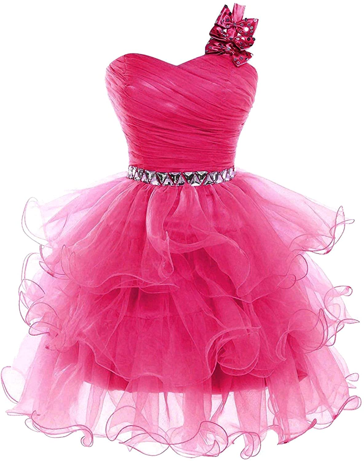 Price:$69.90    Lilibridal Short Prom Dresses Beaded Puffy One Shoulder Homecoming Pageant Fomal Evening Ball Gowns 083…  Clothing