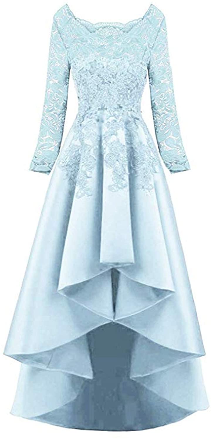 Price:$79.99    Scarisee Womens Long Sleeves Beaded High Low Evening Prom Party Dresses Lacesa91  Clothing