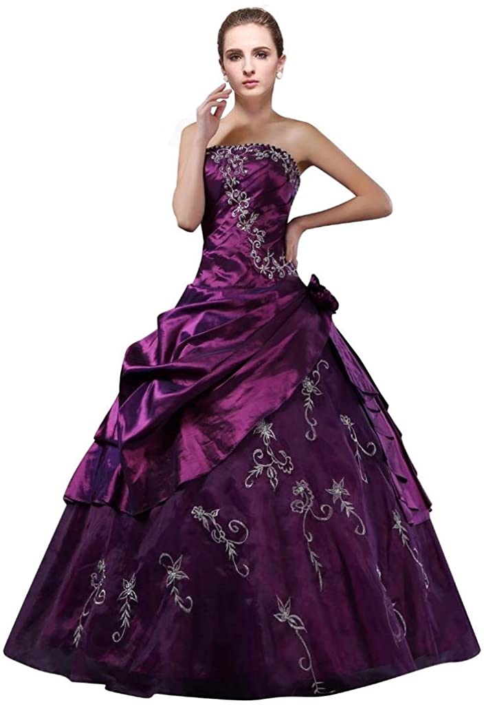 Price:$69.99    DLFASHION Strapless A-line Embroidered Taffeta Prom Dress  Clothing