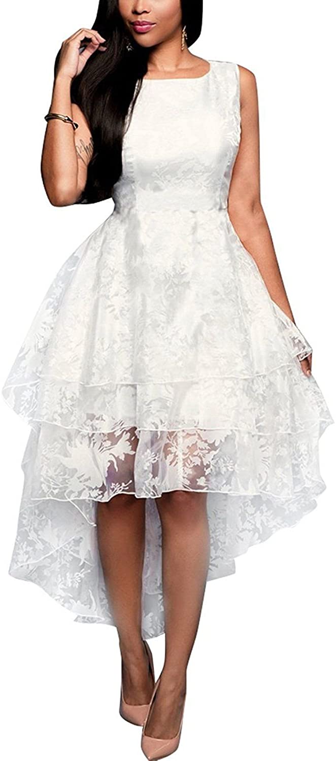 Price:$39.99 RED DOT BOUTIQUE 821 - Plus Size Sleeveless Multi Layer High Low Bridal Wedding Dress at Amazon Women’s Clothing store