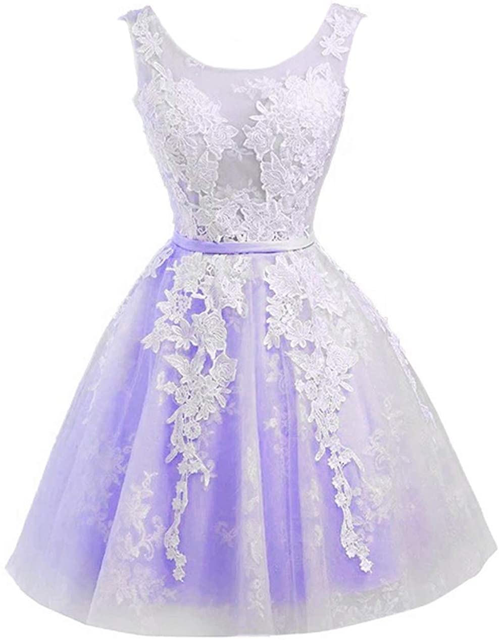 Price:$59.99    LEJY Lace Tulle Short Yellow Homecoming Prom Dresses Aline Cocktail Dress 2019  Clothing