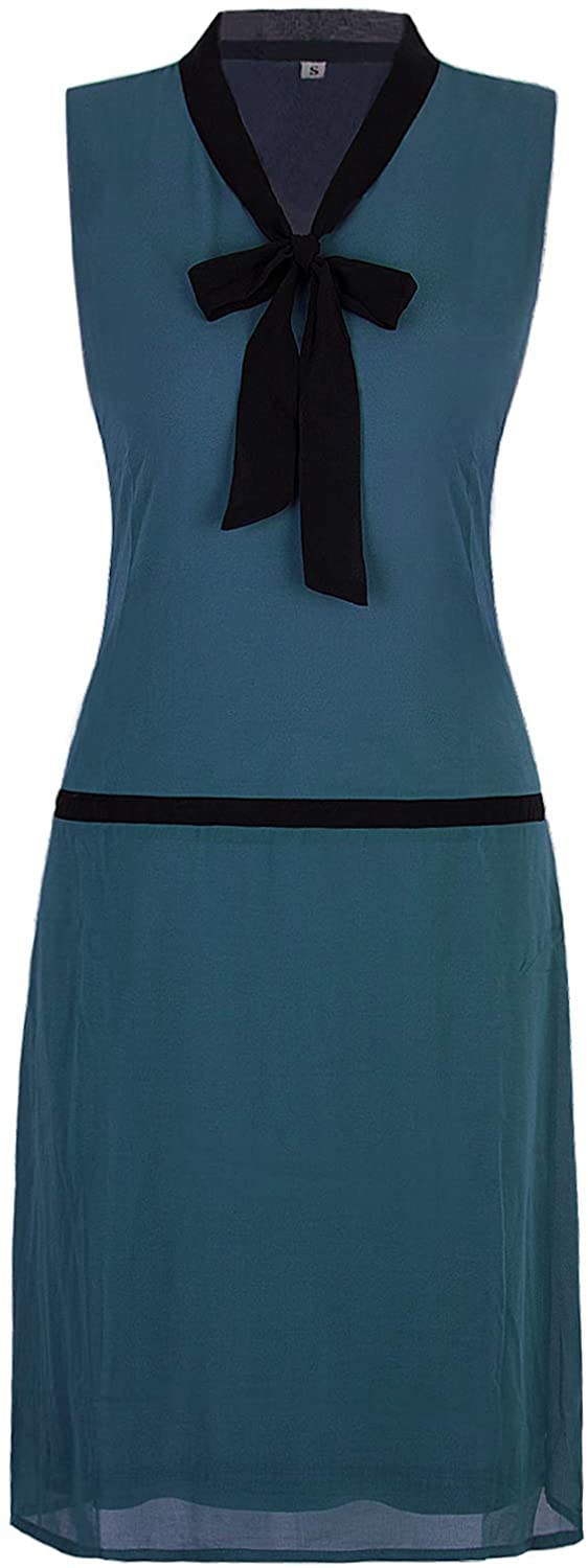 Price:$34.99    VIJIV Womens 1920s Midi Flapper Dress V Neck Grey Bow Roaring 20s Great Gatsby Dress  Clothing