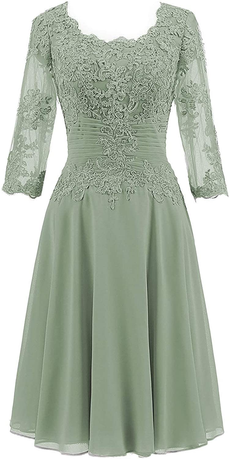 Price:$78.99 Lover Kiss Women's Lace Applique Mother Of The Bride Knee Length Dress With Pleated Waist at Amazon Women’s Clothing store
