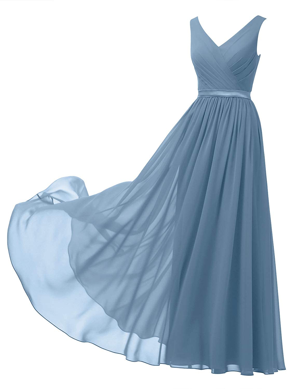 Price:$59.99 Alicepub V-Neck Chiffon Bridesmaid Dress Long Party Evening Formal Gown Sleeveless at Amazon Women’s Clothing store