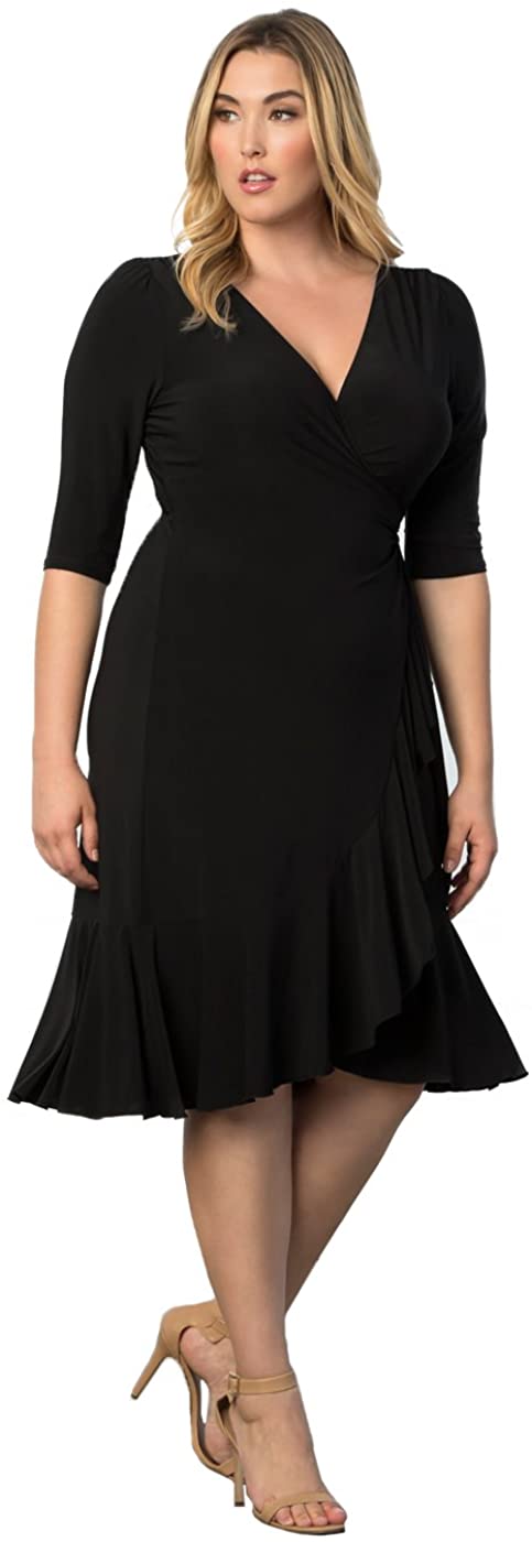 Price:$88.00 Kiyonna Women's Plus Size Whimsy Wrap Dress at Amazon Women’s Clothing store