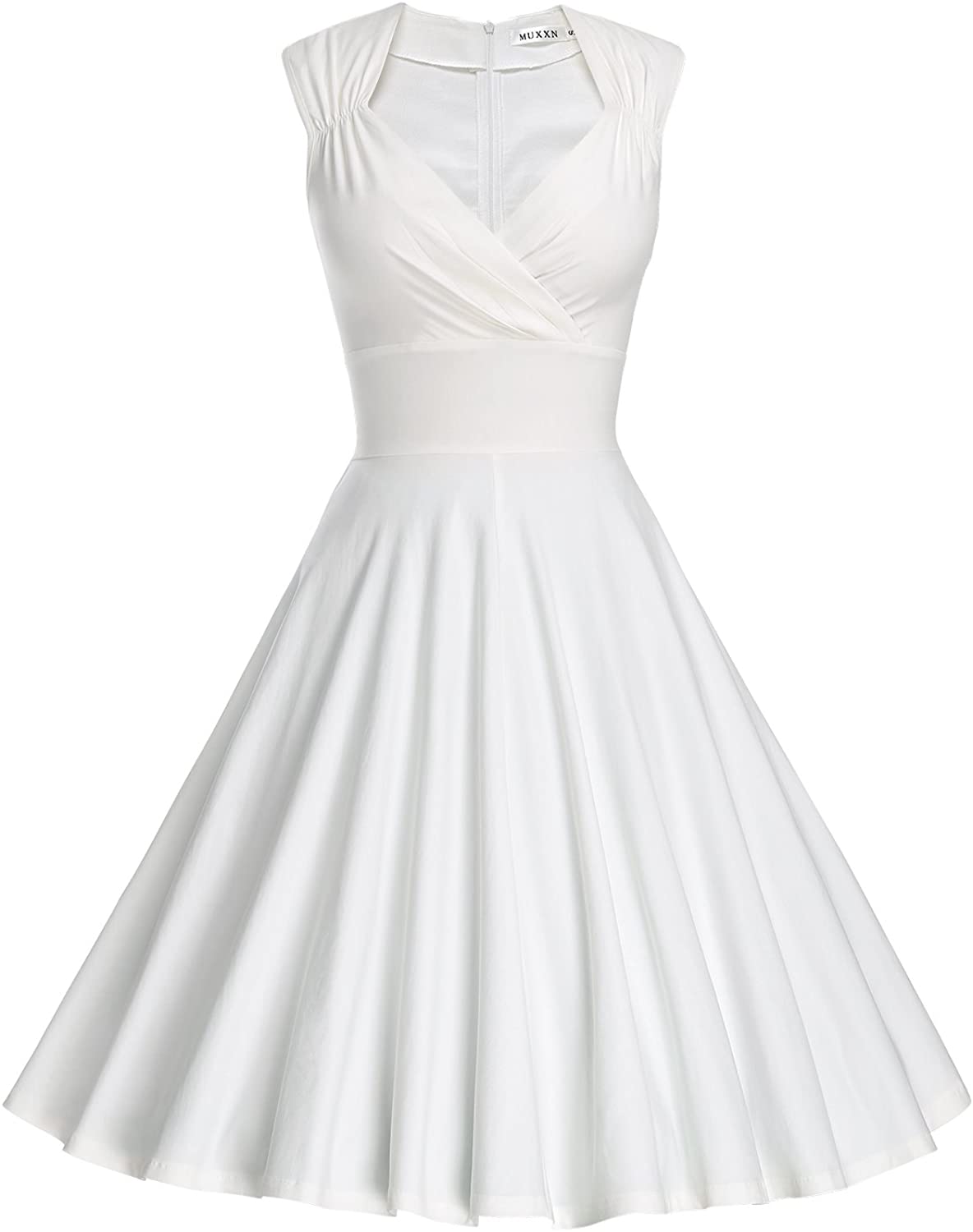Price:$29.99    MUXXN Women's 50s 60s Vintage Sexy V-Neck Swing Dress  Clothing