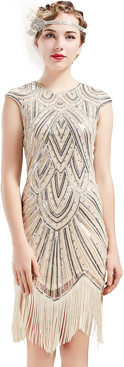 Price:$36.99    BABEYOND Women's Flapper Dresses 1920s Beaded Fringed Great Gatsby Dress  Clothing