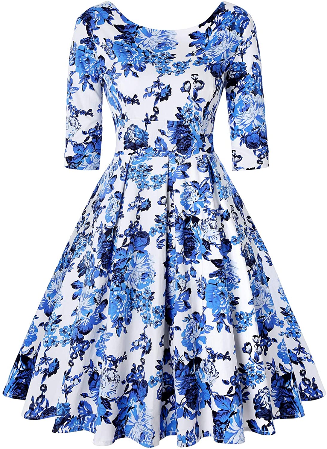 Price:$18.99 MINT LIMIT Women's 1950s Retro Vintage Cocktail Party Short Sleeve Swing Dress at Amazon Women’s Clothing store