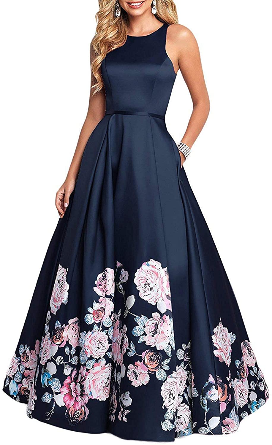 Price:$49.99    PromC Women Long Embroidery Flower Prom Dresses 2019 Formal Evening Gown P030  Clothing