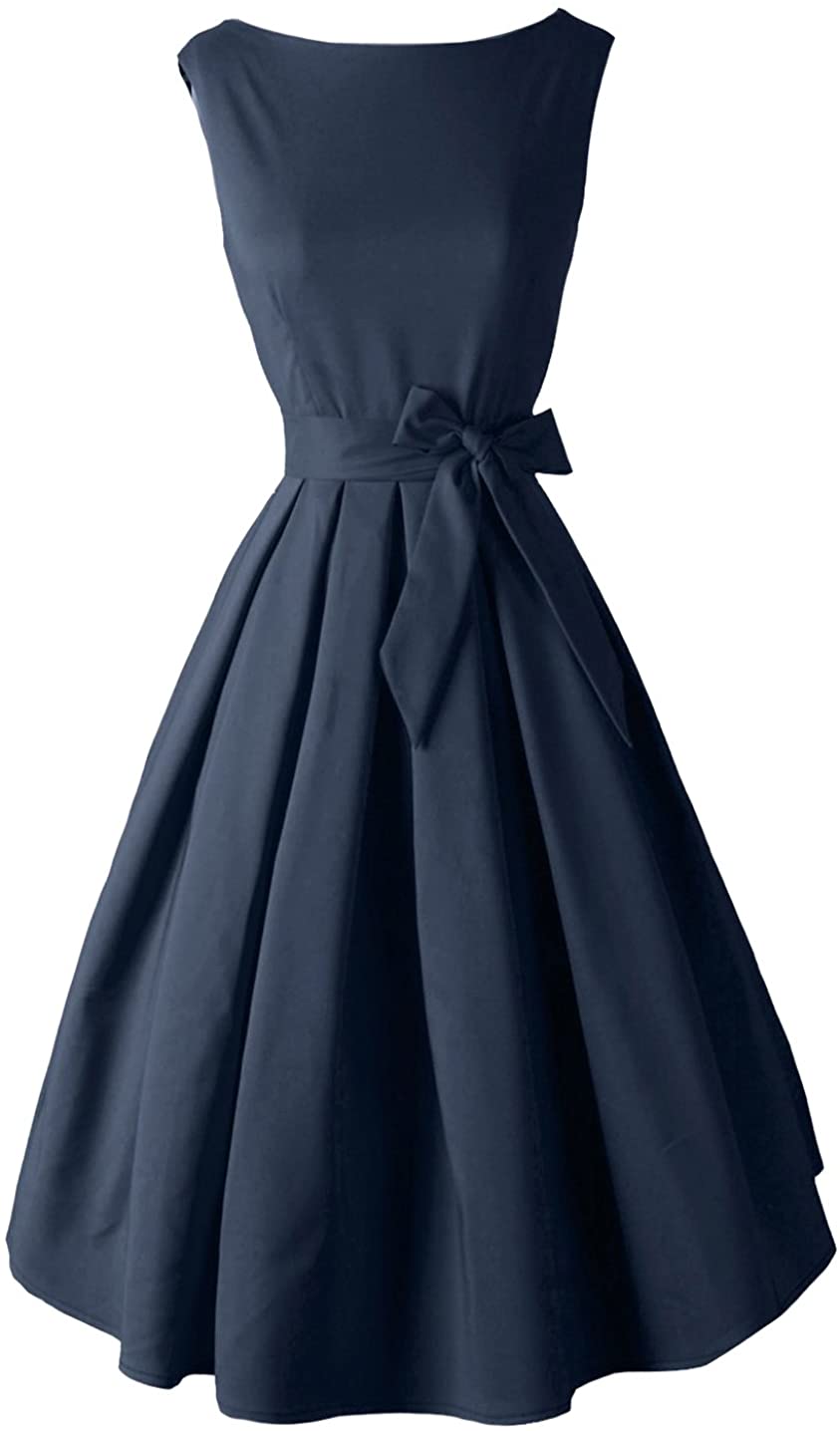 Price:$28.49    DAROJ Vintage Audrey Hurpburn 1950's Style Boat Neck Cocktail Party Swing Dress  Clothing