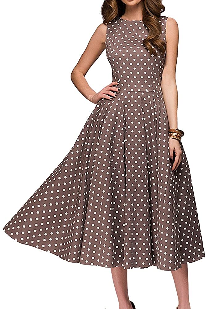 Price:$21.99    Simple Flavor Women's Vintage Dress Sleeveless O-Neck Party Cocktail Dress  Clothing