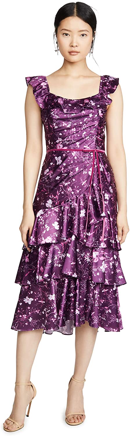 Price:$495.00    Marchesa Notte Women's Sleeveless Printed Charmeuse Cocktail Dress  Clothing