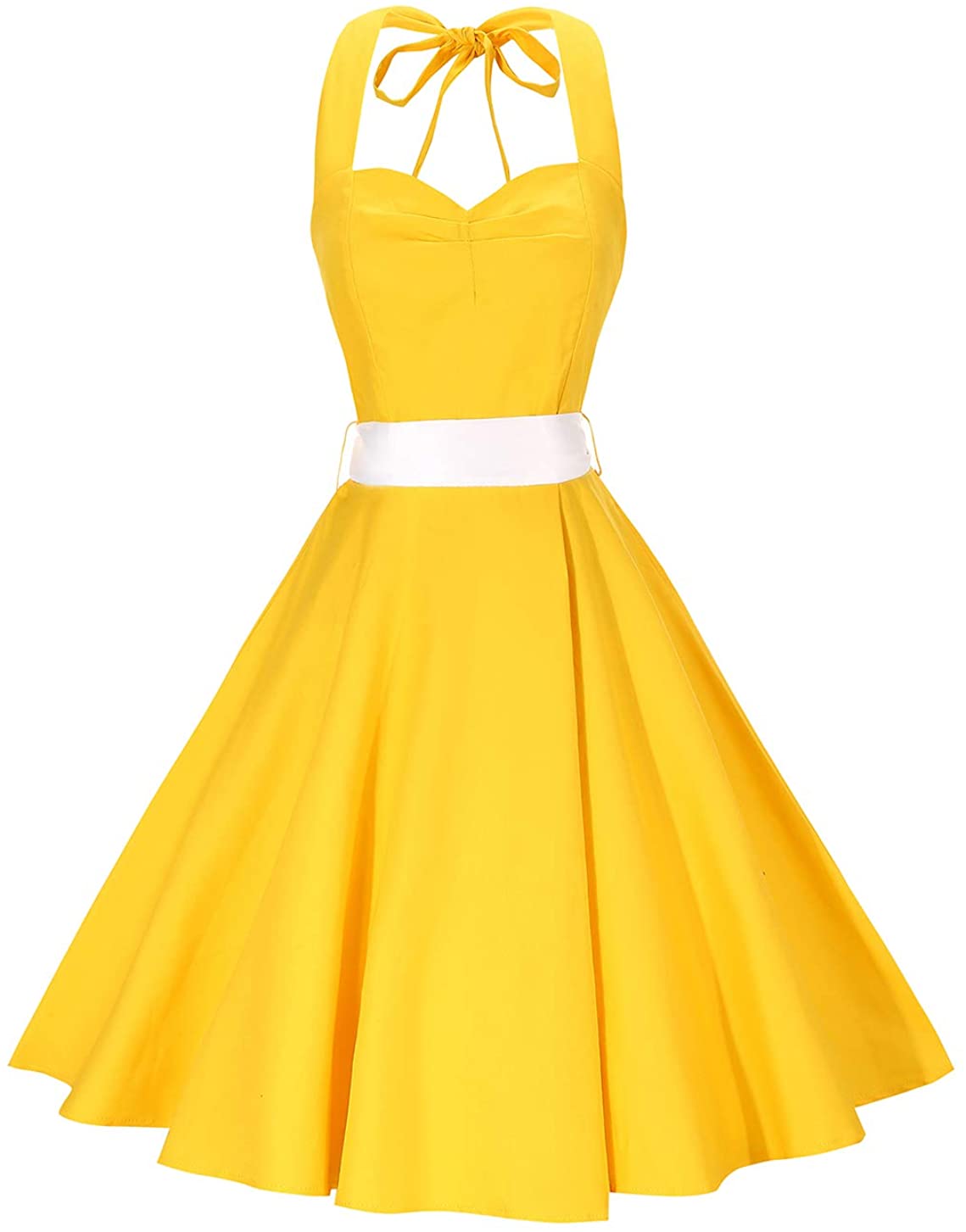 Price:$16.99    BI.TENCON 1950s Halter Style Vintage Polka Dot Swing Party Dress  Clothing
