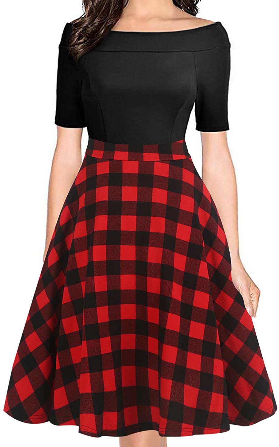 Price:$26.99 oxiuly Women's Vintage Off Shoulder Pockets Casual Floral A-Line Party Cocktail Swing Dress OX232 at Amazon Women’s Clothing store