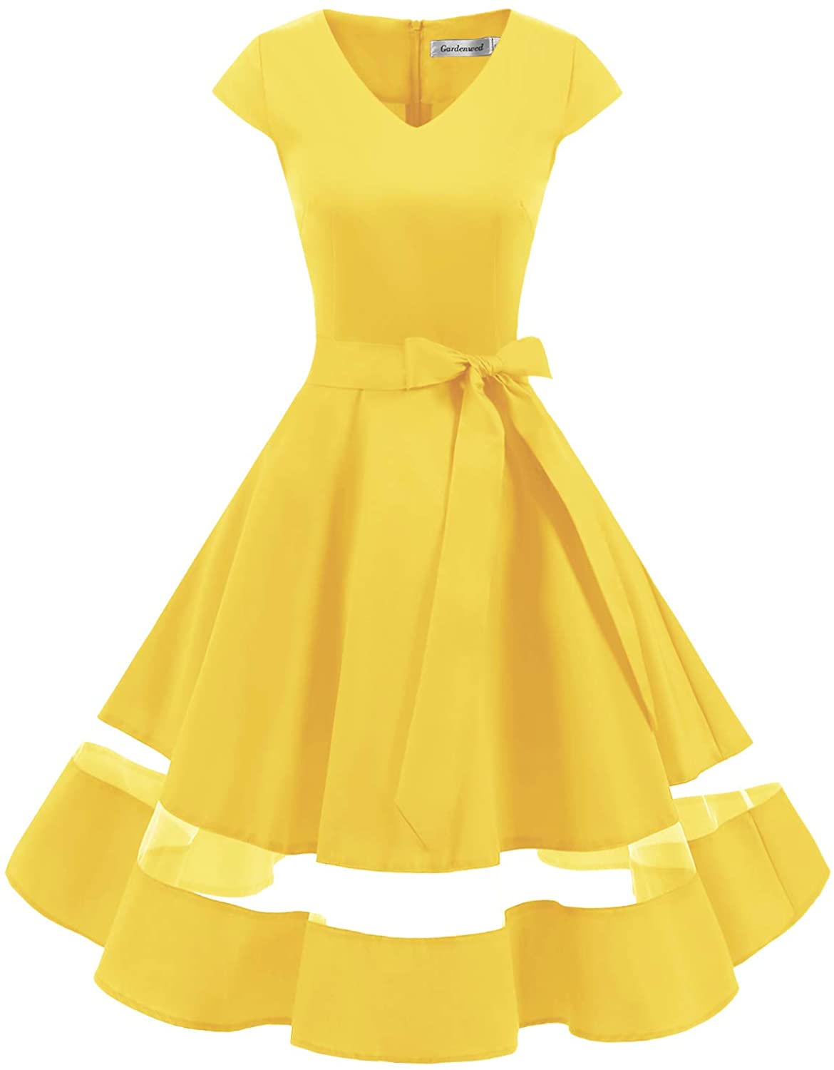 Price:$15.99    Gardenwed Women's 1950s Rockabilly Cocktail Party Dress Retro Vintage Swing Dress Cap-Sleeve V Neck  Clothing